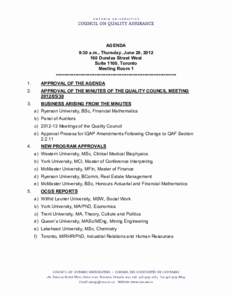 AGENDA 9:30 a.m., Thursday, June 28, [removed]Dundas Street West Suite 1100, Toronto Meeting Room 1 ********************************************************************