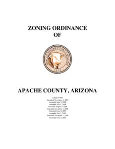 ZONING ORDINANCE OF APACHE COUNTY, ARIZONA Adopted 1985 Amended November 4, 2003