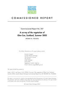 A survey of the vegetation of Glen Coe, Scotland, Summer[removed]Report No. 207