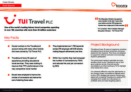 TUI Travel / Advertising / Targeting / Design / Compensation / Business / Marketing / TUI AG