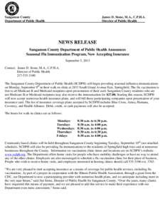 Sangamon County Department of Public Health James D. Stone, M.A., C.P.H.A. Director of Public Health_____