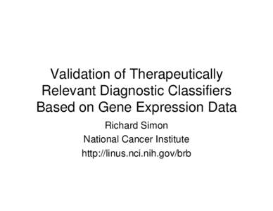 Development and Validation of Gene Expression Based Diagnostic Classification