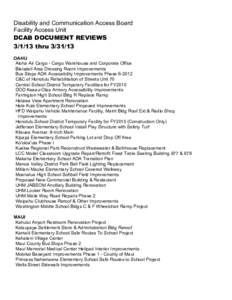 Disability and Communication Access Board Facility Access Unit DCAB DOCUMENT REVIEWS[removed]thru[removed]OAHU Aloha Air Cargo - Cargo Warehouse and Corporate Office