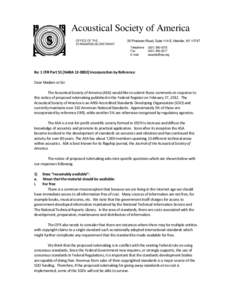 Federal Register / Acoustical Society of America / Notice of proposed rulemaking / Law / Government / Public administration / United States administrative law / Rulemaking / American National Standards Institute