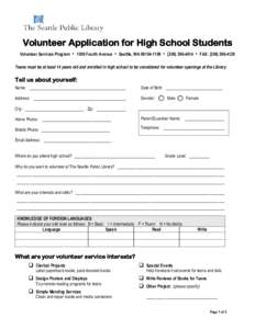 Applicaton for Volunteer Service