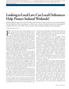 National Wetlands Newsletter, vol. 27, no. 3. Copyright © 2005 Environmental Law Institute.® Washington D.C., USA. Reprinted by permission of the National Wetlands Newsletter. To subscribe, call[removed], write ord