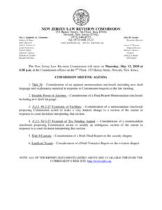 NEW JERSEY LAW REVISION COMMISSION Vito A. Gagliardi, Jr., Chairman Andrew O. Bunn Albert Burstein John J. Farmer, Jr. Linda Greenstein