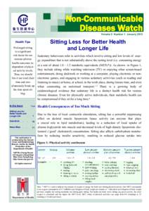 NCD Watch January[removed]Sitting Less for Better Health and Longer Life