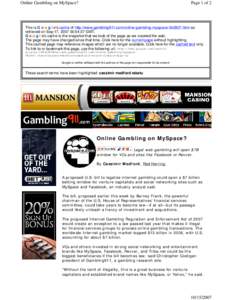 Gambling / Online casino / Internet / Casino / Myspace / Gambling in India / Online gambling / Entertainment / World Wide Web