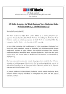 Microsoft Word - HT Media - Hindustan Communication - Press Release.doc