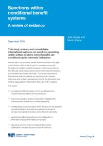 Chapter heading Sanctions within conditional benefit systems A review of evidence