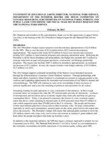 STATEMENT OF JONATHAN B. JARVIS, DIRECTOR, NATIONAL PARK SERVICE, DEPARTMENT OF THE INTERIOR, BEFORE THE HOUSE COMMITTEE ON NATURAL RESOURCES, SUBCOMMITTEE ON NATIONAL PARKS, FORESTS, AND PUBLIC LANDS CONCERNING THE FISC