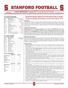 STANFORD FOOTBALL CONTACTS ATHLETIC COMMUNICATIONS Arrillaga Family Sports Center 641 Campus Drive Stanford, CA[removed]Jim Young[removed] | c: ([removed] | [removed] | Niall Adler[removed] | c: 