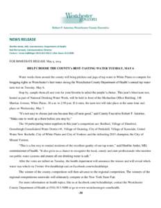 NEWS RELEASE Sherlita Amler, MD, Commissioner, Department of Health Ned McCormack, Communications Director Contact: Caren Halbfinger[removed] / after hours: [removed]FOR IMMEDIATE RELEASE: May 5, 2014