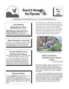 May / June 2004 Newsletter of Austin Butterfly Forum, Inc.  Club Meeting