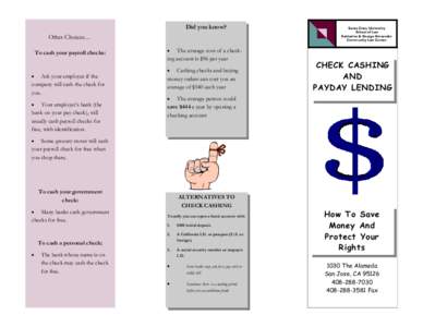 Did you know? Other Choices… To cash your payroll checks: •