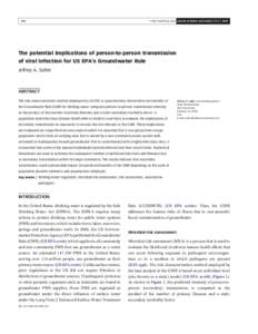 Q IWA Publishing 2009 Journal of Water and Health | 07.2 | The potential implications of person-to-person transmission of viral infection for US EPA’s Groundwater Rule