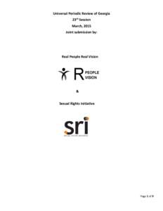 Universal Periodic Review of Georgia 23rd Session March, 2015 Joint submission by:  Real People Real Vision