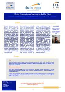 Chaire Economie des Partenariats Public Privé Institut d’Administration des Entreprises de Paris – IAE de Paris 1 Sorbonne Bulletin n°5- Septembre 2011 L’édito__________________________________________ Carine St