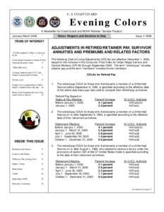 U. S. COAST GUARD  Evening Colors A Newsletter for Coast Guard and NOAA Retirees “Semper Paratus” January-March 2006