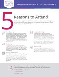 5  Naviance Summer Institute 2016 | 19-21 July | Scottsdale, AZ Reasons to Attend We know attending Naviance Summer Institute is a big investment. Taking these
