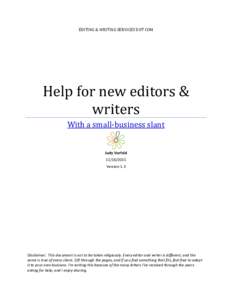 EDITING & WRITING SERVICES DOT COM  Help for new editors & writers With a small-business slant
