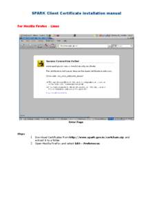 SPARK Client Certificate installation manual For Mozilla Firefox – Linux Error Page  Steps