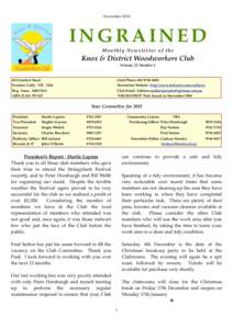 NovemberINGRAINED Monthly Newsletter of the  Knox & District Woodworkers Club
