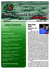 Issue No. 4  Issue Contents Editorial News from ASOF by Bob Dickson........................................1