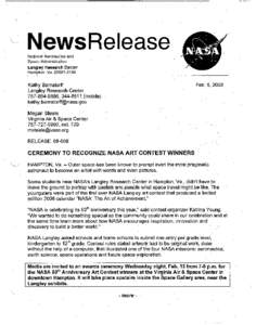 \ NewsRelease National Aeronautics and Space Administration Langley Research Center Hampton, Va[removed]