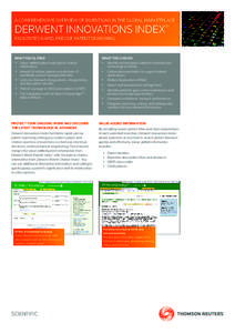 A COMPREHENSIVE OVERVIEW OF INVENTIONS IN THE GLOBAL MARKETPLACE  DERWENT INNOVATIONS INDEX SM