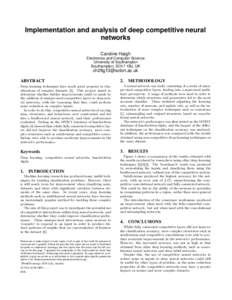 Implementation and analysis of deep competitive neural networks Caroline Haigh Electronics and Computer Science University of Southampton Southampton, SO17 1BJ, UK