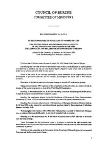 COUNCIL OF EUROPE  COMMITTEE OF MINISTERS RECOMMENDATION No. R (93)6