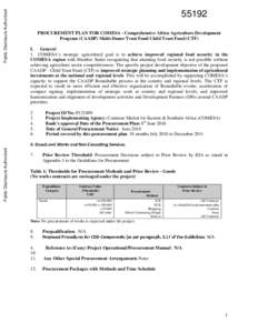 Public Disclosure Authorized Public Disclosure Authorized[removed]PROCUREMENT PLAN FOR COMESA - Comprehensive Africa Agriculture Development Program (CAADP) Multi-Donor Trust Fund Child Trust Fund (CTF)