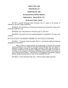 PUBLIC ACTS, 1999 CHAPTER NO. 213 HOUSE BILL NO[removed]By Representatives McKee, McDaniel Substituted for: Senate Bill No[removed]By Senators Fowler, Atchley