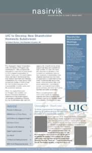 nasir vik  elevated view Vol. 9, Issue 1, Winter 2013 UIC to Develop New Shareholder Homesite Subdivision