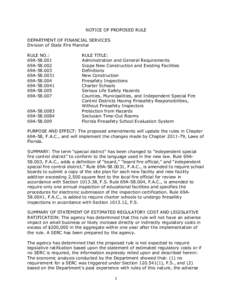 NOTICE OF PROPOSED RULE DEPARTMENT OF FINANCIAL SERVICES Division of State Fire Marshal RULE NO.: 69A[removed]69A[removed]