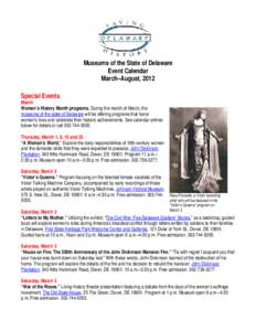 Delaware Division of Historical and Cultural Affairs Event Calendar