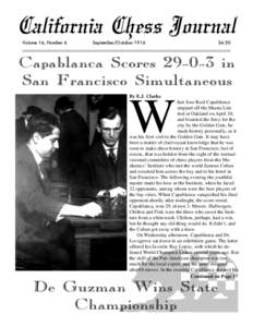 California Chess Journal Volume 16, Number 6 September/October 1916  $4.50