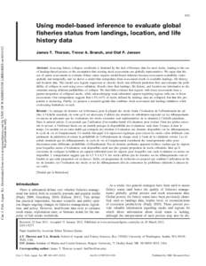 Using model-based inference to evaluate global fisheries status from landings, location, and life history data