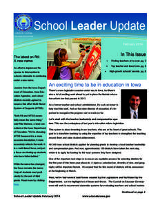 A MONTHLY JOURNAL  School Leader Update FOR IOWA EDUCATORS