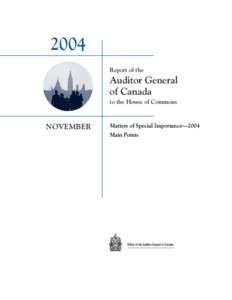 2004 Report of the Auditor General of Canada to the House of Commons