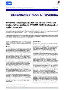 Medical research / Systematic review / Research / Knowledge / Evidence-based practices / Meta-analysis / Healthcare quality / Quality assurance / Preferred Reporting Items for Systematic Reviews and Meta-Analyses / Prisma / Reporting bias / Cochrane