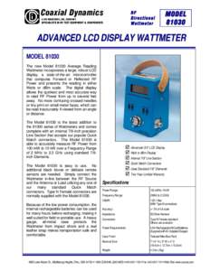 Coaxial Dynamics  RF Directional Wattmeter