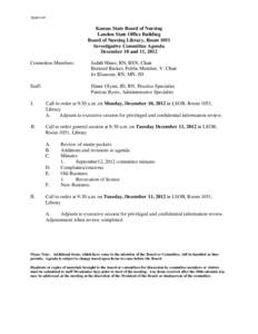 Approved  Kansas State Board of Nursing Landon State Office Building Board of Nursing Library, Room 1051 Investigative Committee Agenda