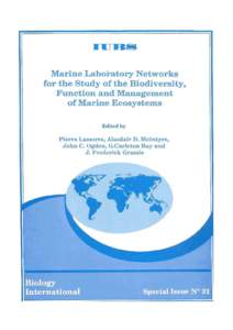 Marine Laboratory Networks for the Study of the Biodiversity, Function and Management of Marine Ecosystems  Pierre Lasserre, Alasdair D. McIntyre,