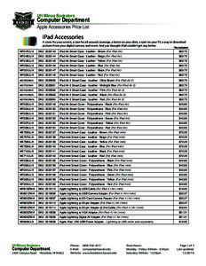 UH Mānoa Bookstore  Computer Department Apple Accessories Price List  iPad Accessories