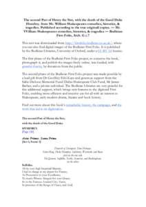 The second Part of Henry the Sixt, with the death of the Good Duke Humfrey. from Mr. William Shakespeares comedies, histories, & tragedies. Published according to the true originall copies. — Mr. VVilliam Shakespeares 