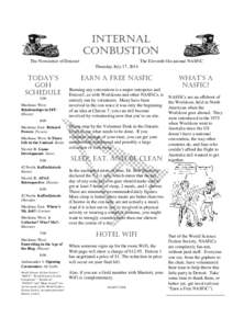 INTERNAL CONBUSTION The Newsletter of Detcon1 The Eleventh Occasional NASFiC Thursday July 17, 2014