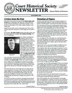 Court Historical Society  Newsletter Eastern District of Tennessee